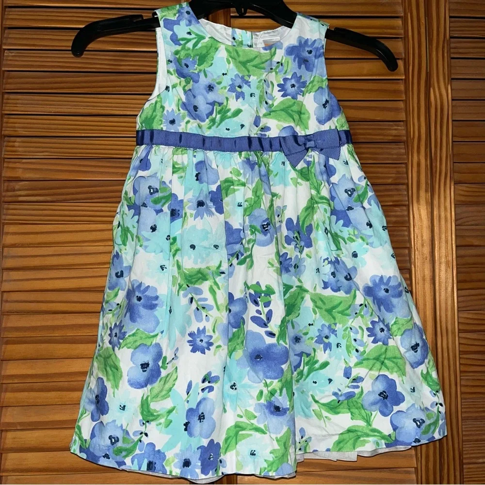 Gymboree‎ Blue Floral Sleeveless Dress 4T